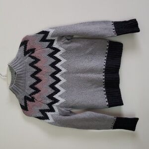 Aspen fairisle gray pink mock neck sweater, skirt sweater, winter, cozy Chevron